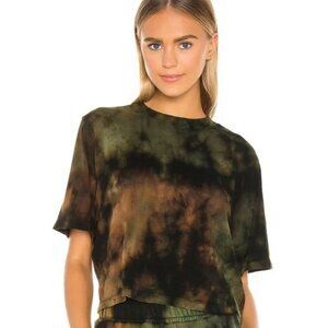 𝅺Cotton Citizen Black Green Tie Dye Crop Short Sleeve Tee TShirt